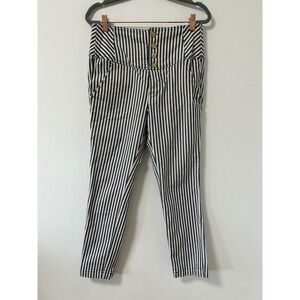 Free People Frankie High Waisted Striped Button‎ Fly Pants Size 6